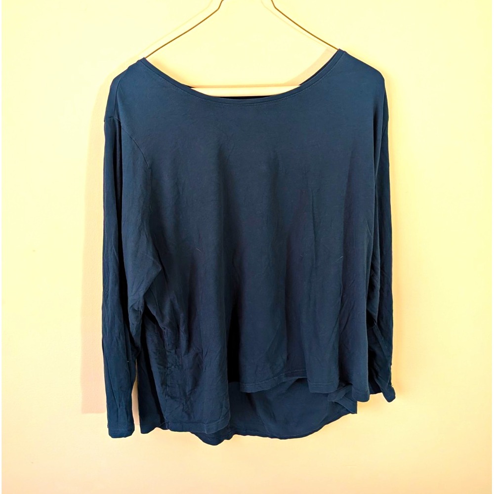 Duluth Trading Co. Top Women's 4X Plus Blue Long Sleeve Boat Neck Cotton Knit
